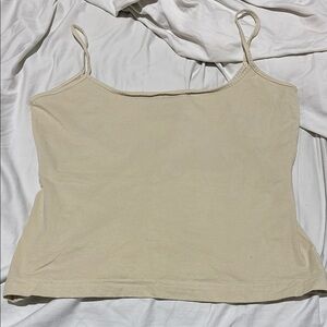 Finity Studio L Elegant Cream Spaghetti Strap stretch Top guc